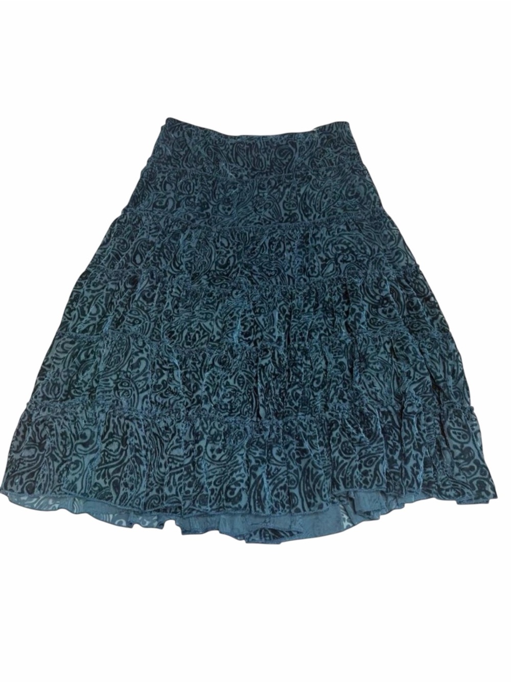 Vintage 90’s Velvet Floral Tiered Maxi Skirt Women’s Large Grunge Whimsigoth